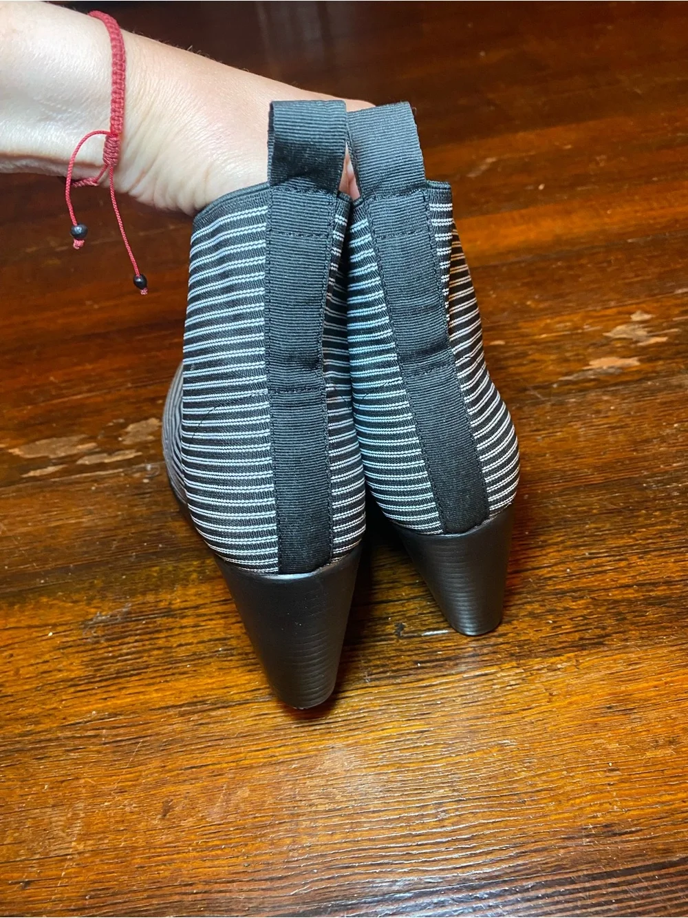 Charleston Shoe Company Telfair Boot Pinstripe Stretch Fabric Ankle Bootie